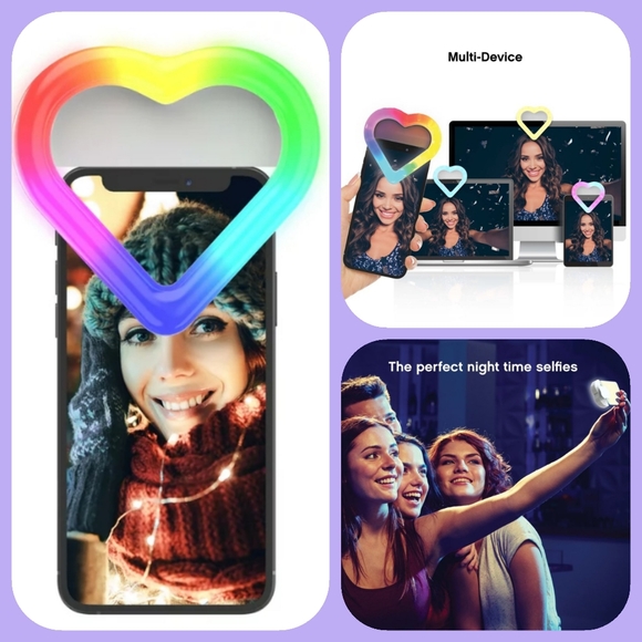 🍁3/$15 NWT OnAir RGB Heart-Shaped Selfie Light - Picture 2 of 3